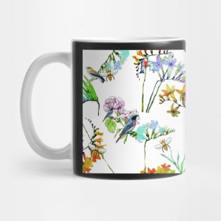 Watercolor Flowers Birds and Bees Mug